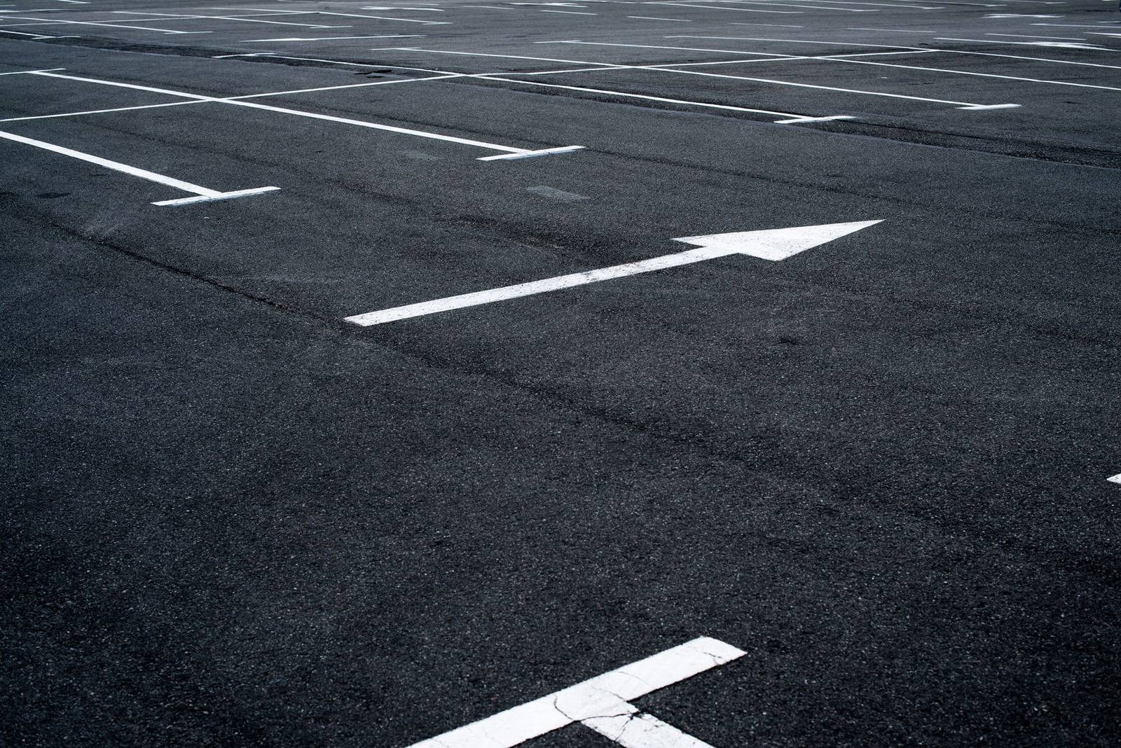 Freshly paved and striped commercial parking lot in Middle Tennessee